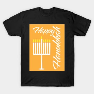 Happy Hanukkah greeting with Menorah illustration T-Shirt